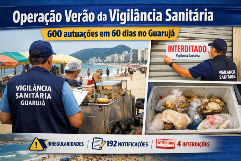Operação Verão da Vigilância Sanitária em Guarujá termina com 600 autuações em 60 dias